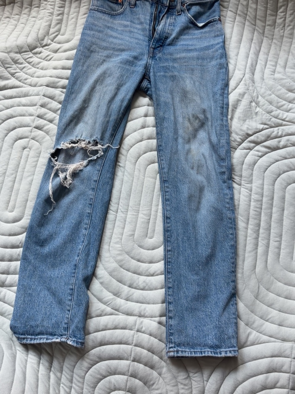 Madewell Light Blue Denim Jeans with Tan Stitching